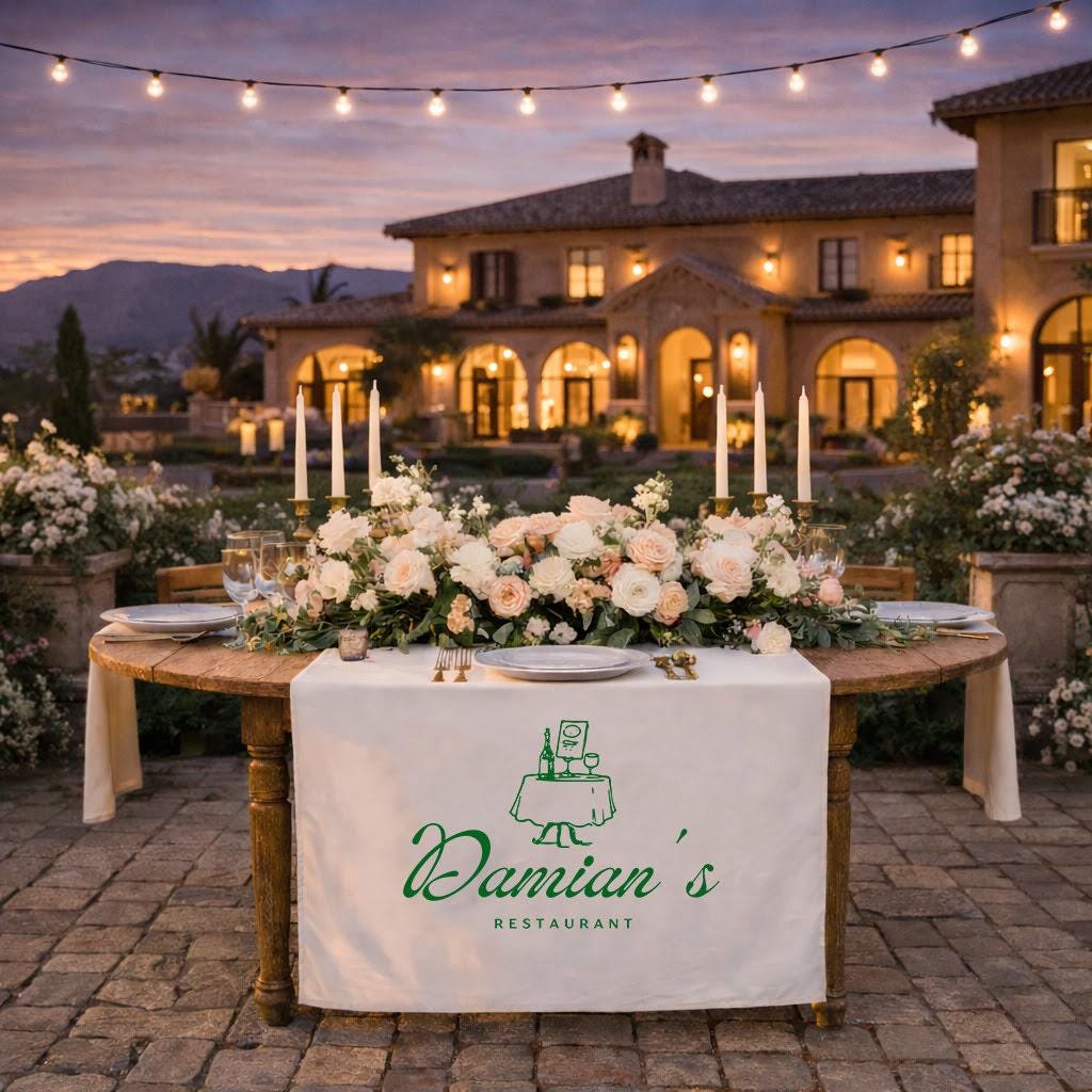 Custom Table Runner with Logo, Personalized Wedding Table Decor, Linen Table Runner for Restaurant, Event Branding Table Cloth