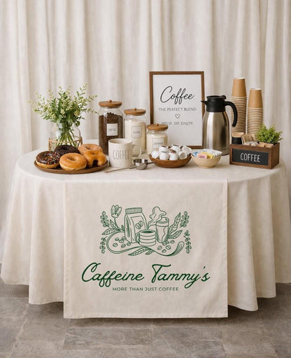 Custom Table Runner with Logo for Coffee Shop, Personalized Cafe Table Cover, Business Branding Table Runner, Event Display Decor