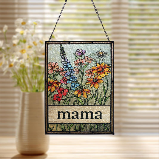 Custom Mom's Garden Gift Flower Glass Art Birth Flower Nana's Garden Mother's Day Gift For Mom, Mama's Floral Garden Art,