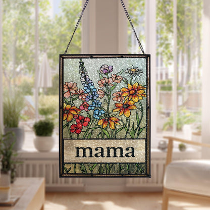 Custom Mom's Garden Gift Flower Glass Art Birth Flower Nana's Garden Mother's Day Gift For Mom, Mama's Floral Garden Art,
