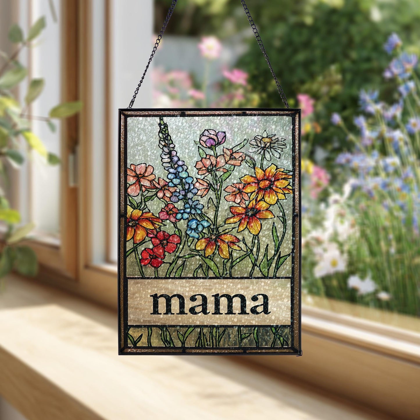 Custom Mom's Garden Gift Flower Glass Art Birth Flower Nana's Garden Mother's Day Gift For Mom, Mama's Floral Garden Art,