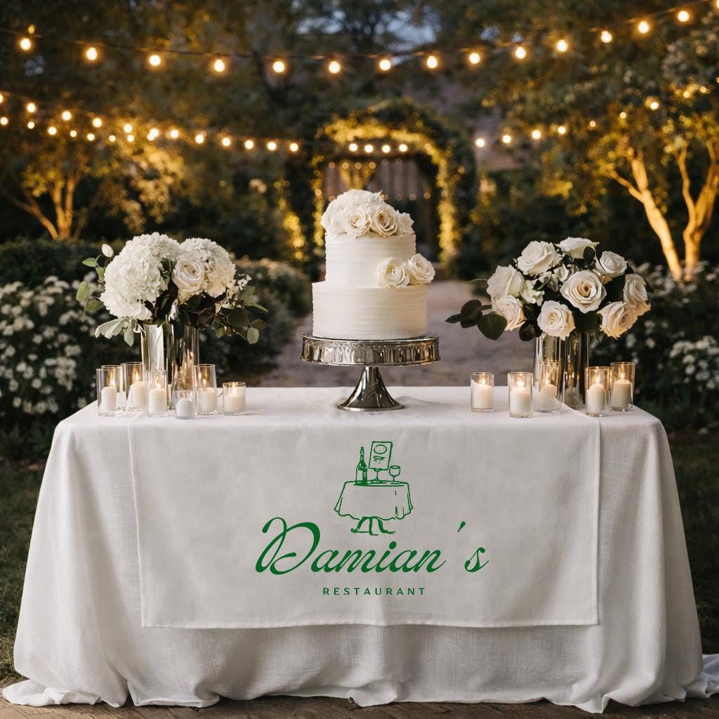 Custom Table Runner with Logo, Personalized Wedding Table Decor, Linen Table Runner for Restaurant, Event Branding Table Cloth