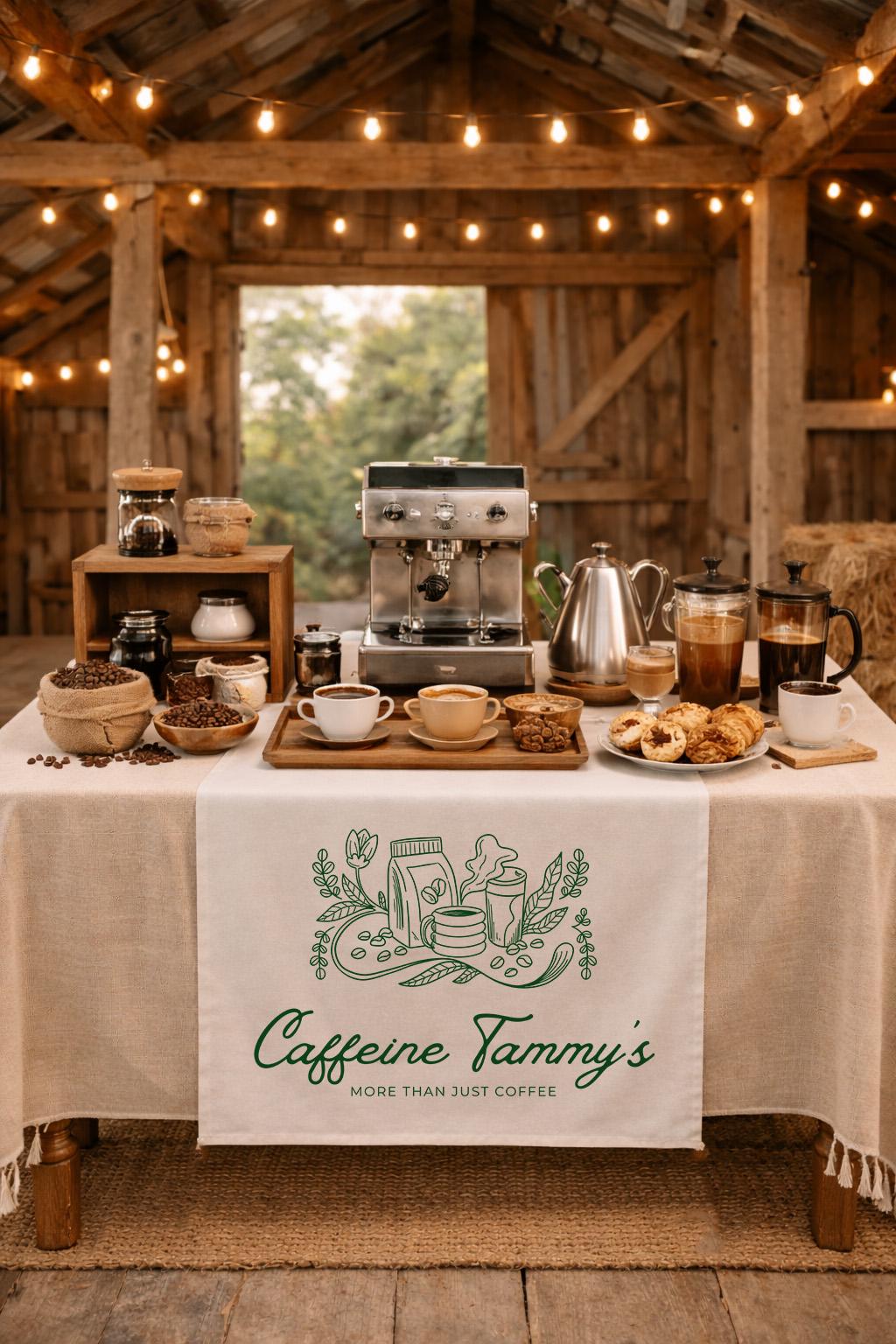 Custom Table Runner with Logo for Coffee Shop, Personalized Cafe Table Cover, Business Branding Table Runner, Event Display Decor