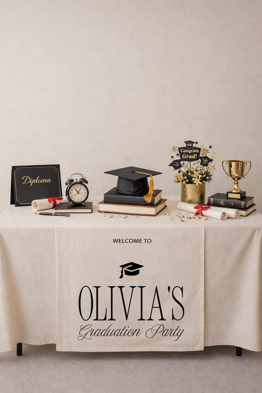 Personalized Graduation Table Runner, Custom Name Grad Party Decor, Class of 2026 Celebration